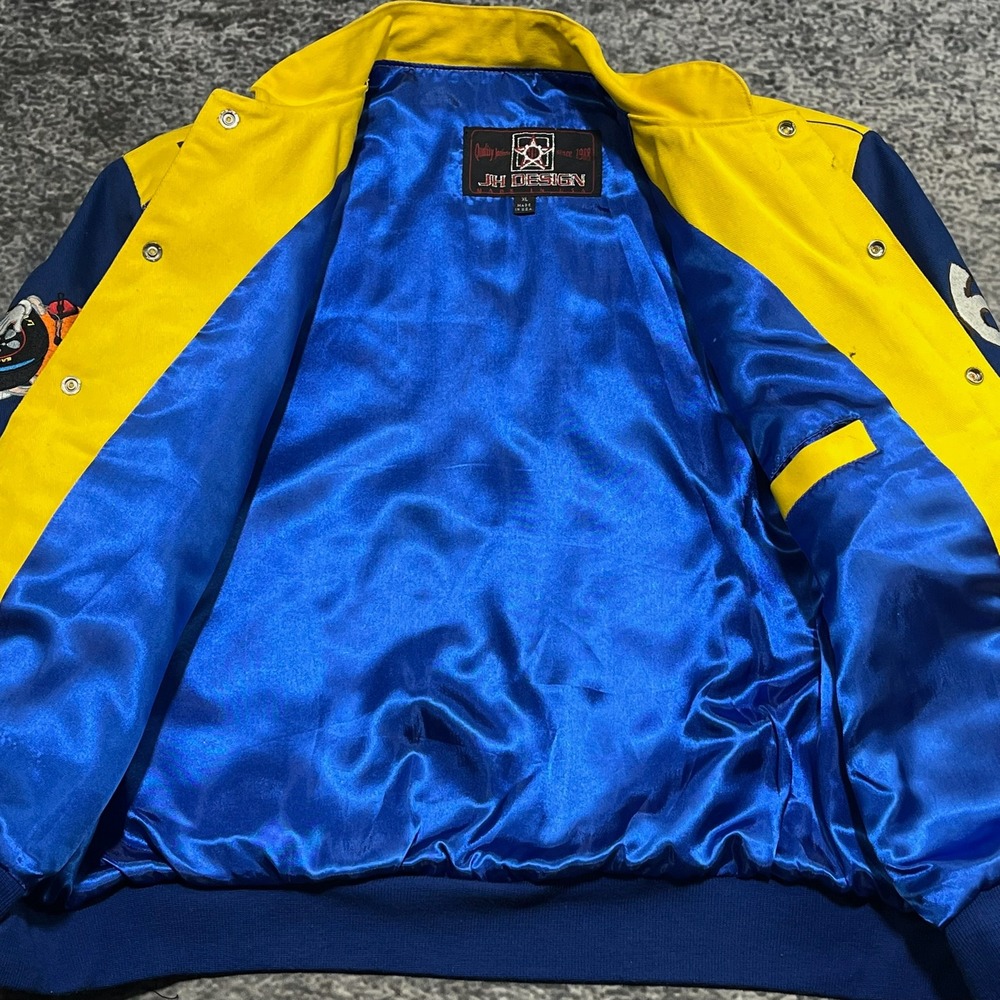 Vintage M&M Racing JH Design NASCAR Jacket Mens XL Yellow Blue 90s Embroidered - Picture 9 of 15